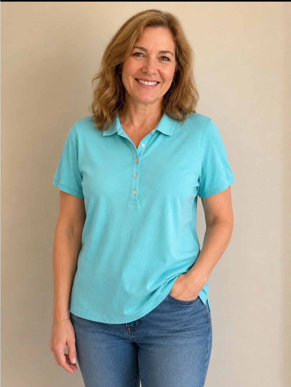 croft & barrow Light Aqua Button-Front Polo Shirt Size XL - Picture 1 of 5